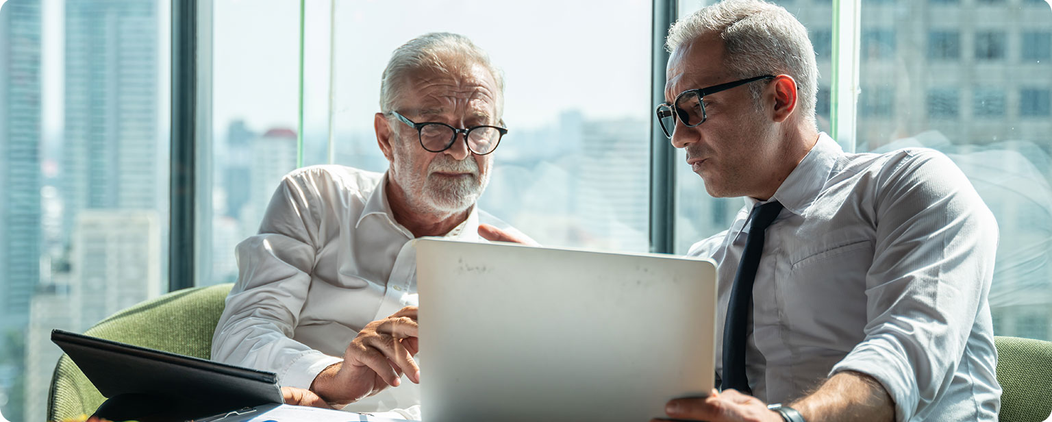 men discussing business financing