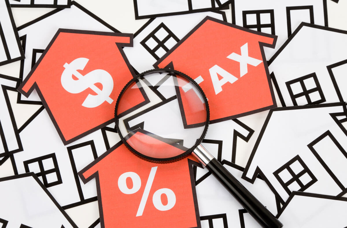 tax percentages with magnify glass