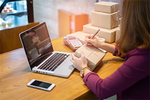 woman running an online business