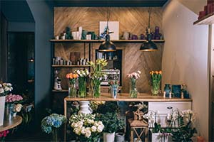 the interior of a flower shop