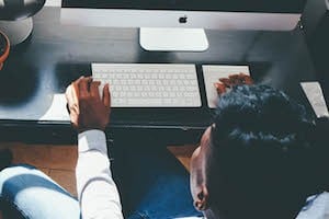 A man starting a blog for his business.