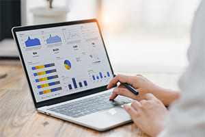 a business owner viewing financial reports