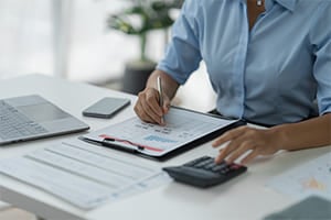 a business owner reviewing finances